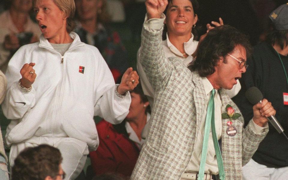 Centre Court being subjected to Cliff Richard during a rain break in 1996 - AP