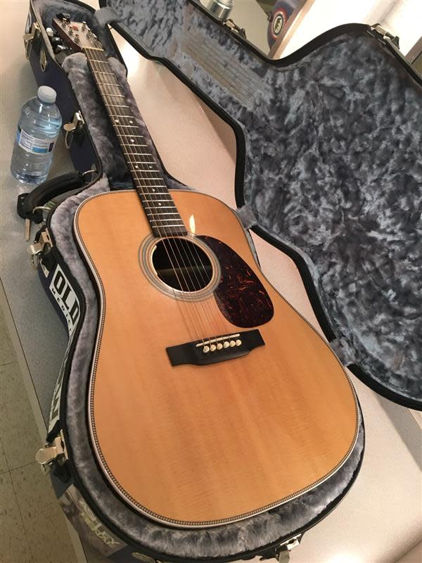 Nicholas Jamerson lost his Martin HD28 guitar inside its blue Calton case while touring the Northeast.