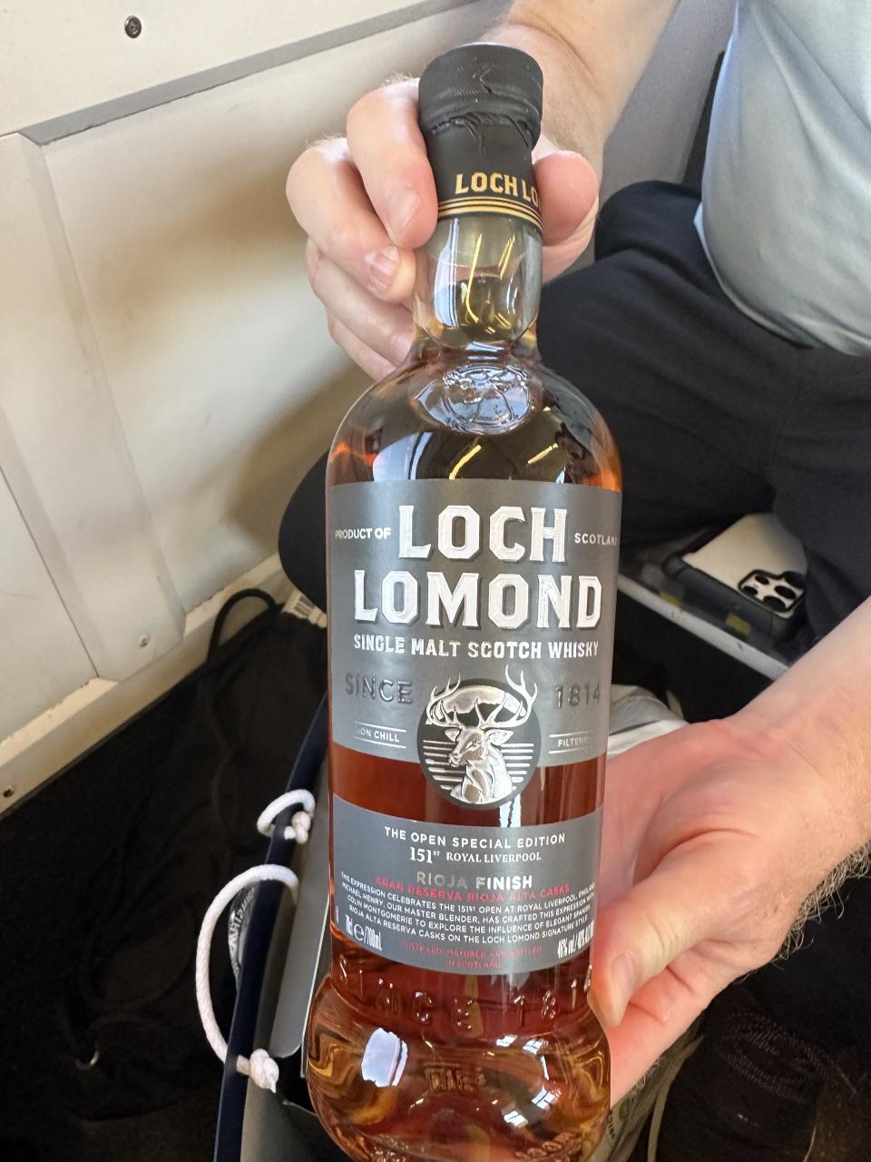 Loch Lomond single malt scotch whisky is selling this special edition bottle at the 151st British Open. (Adam Schupak/Golfweek)