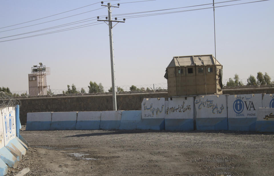 A general view shows the Kandahar US Base in Kandahar province south of Kabul, Afghanistan, Thursday, April 22, 2021. The U.S. military has begun shipping equipment and winding down contracts with local service providers ahead of the May 1 start of the final phase of its military pullout from Afghanistan, a U.S. Defense Department official said Thursday. (AP Photo/Sidiqullah Khan)