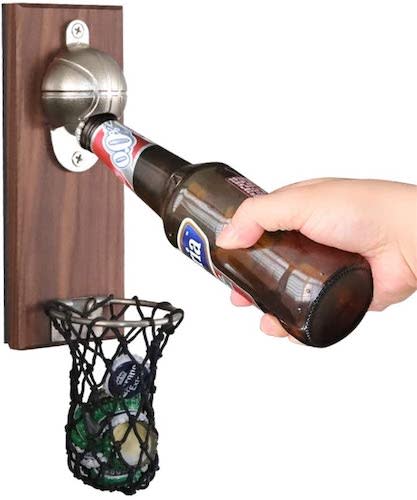 YicUik Wooden Wall Mounted Basketball Bottle Opener