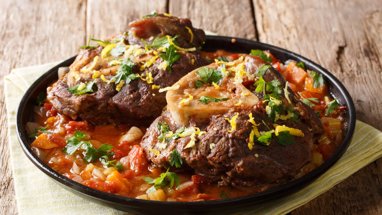 ossobuco garnished with gremolata 