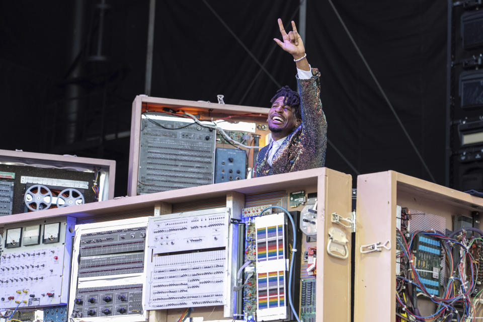 Jon Batiste performs during the Bonnaroo Music & Arts Festival, Saturday, June 15, 2024, in Manchester, Tenn. (Photo by Amy Harris/Invision/AP)