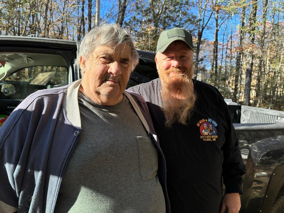 Wayne Avery (right) said he couldn't let his friend Tom Barr (left) live with the amount of black mold inside his Eliot mobile home. He rallied members of the York community just over the town line to help find him a new one while temporarily putting him up.