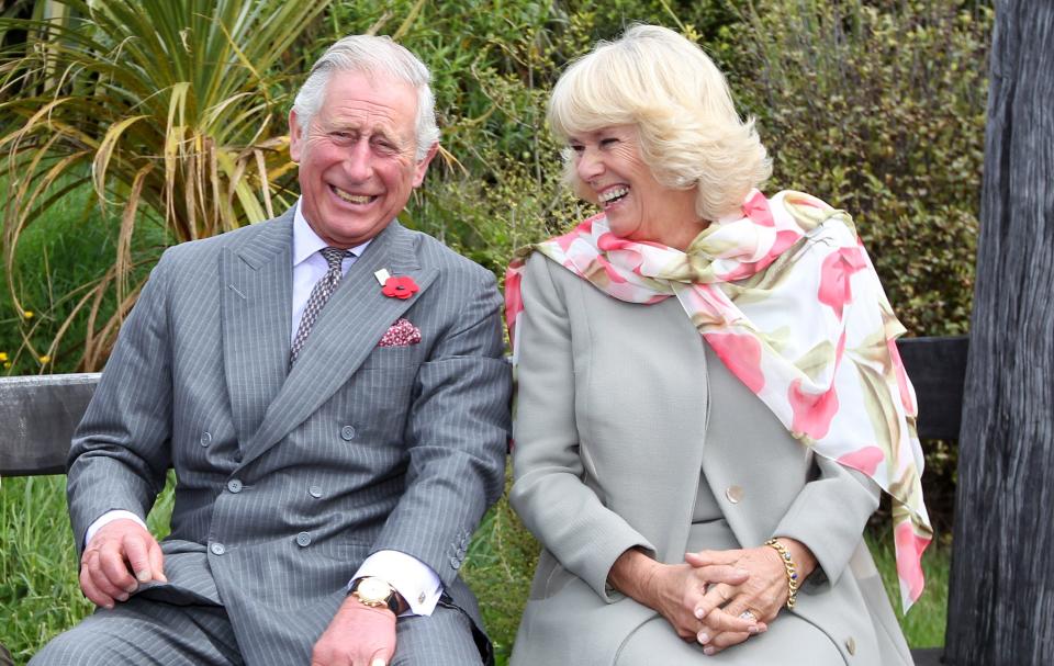 Prince Charles, Prince of Wales and Camilla, Duchess of Cornwall continue to laugh after a bubble bee took a liking to Prince Charles during their visit to the Orokonui Ecosanctuary on November 5, 2015 in Dunedin, New Zealand. The Royal couple are on a 12-day tour visiting seven regions in New Zealand and three states and one territory in Australia.