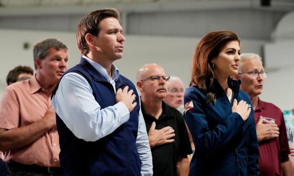Florida governor Ron DeSantis and his wife Casey at an event in Cedar Rapids, Iowa last month.