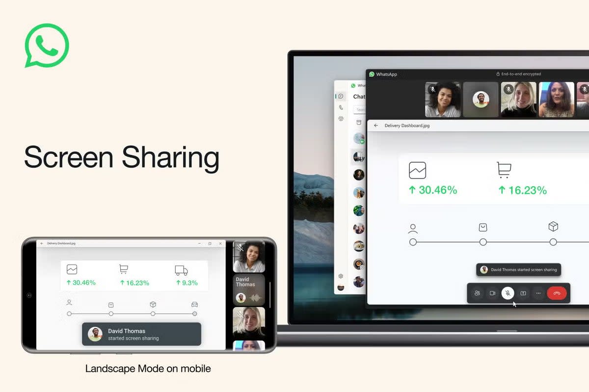 WhatsApp screen sharing is available on mobile, desktop, and the web  (WhatsApp)