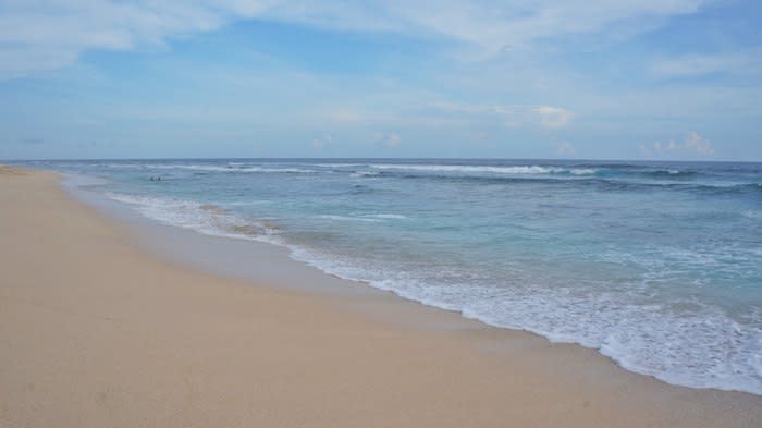 Gorgeous beach: I fell on my knees on the pristine white sand.