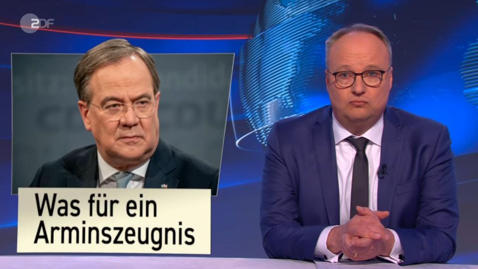 Knapp kanzlerfähiger als Kardinal Woelki? Laschets Umfragewerte sind ein echtes "Arminszeugnis", findet die "heute-show". (Bild: ZDF)