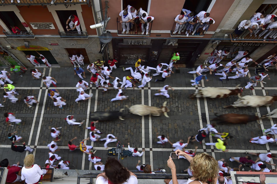 2018 San Fermin running of the bulls festival in Pamplona, Spain