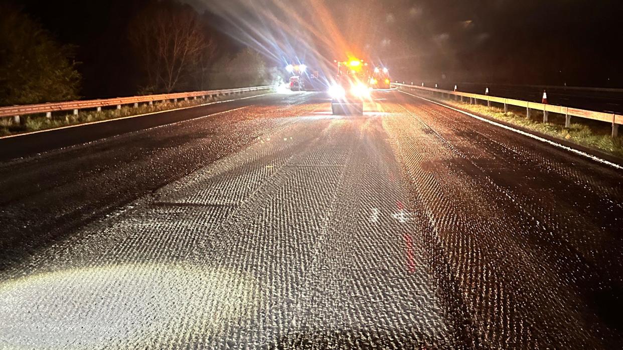 Surface of the M6 at night showing resurfacing