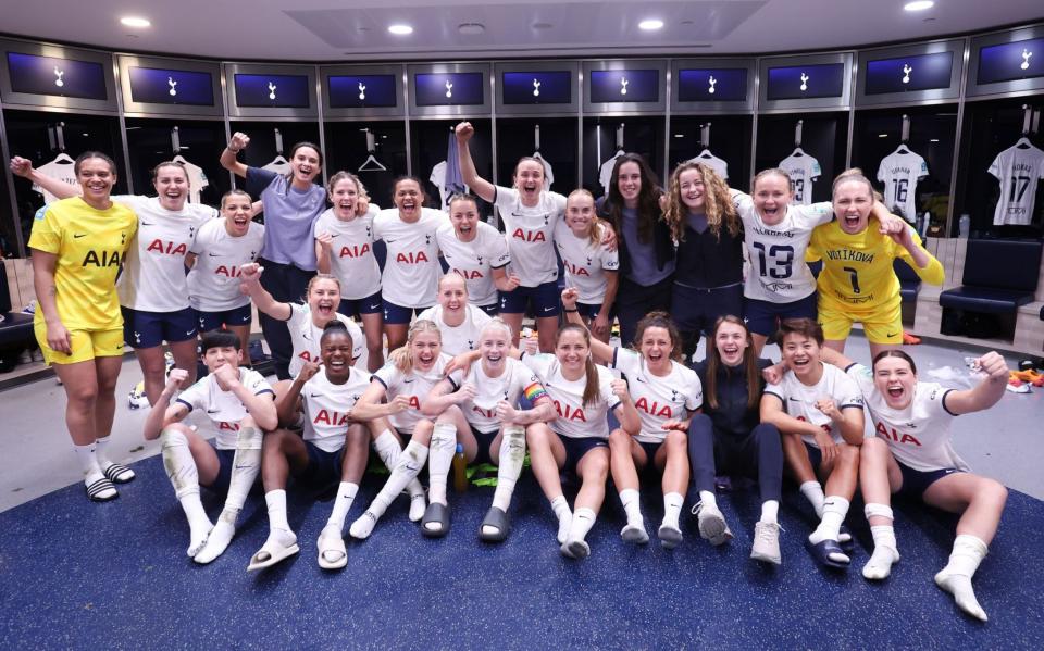 Tottenham Hotspur Women celebrate their FA Cup semi-final victory