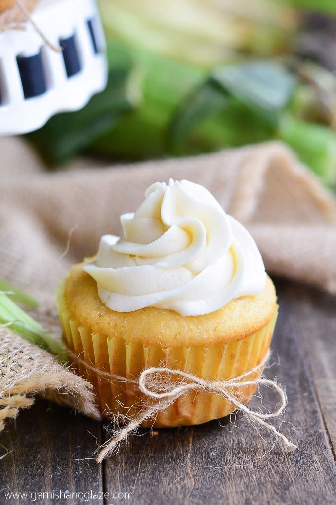 Cornbread Cupcakes with Honey Buttercream Frosting