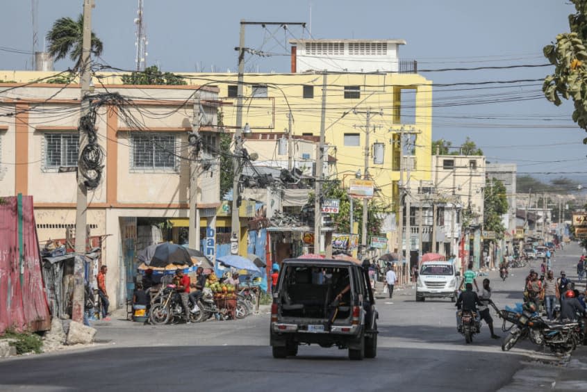 Police patrol the streets in Haiti