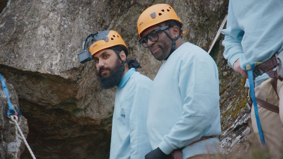 Virdi and Tre face an abseiling task on The Apprentice. (BBC