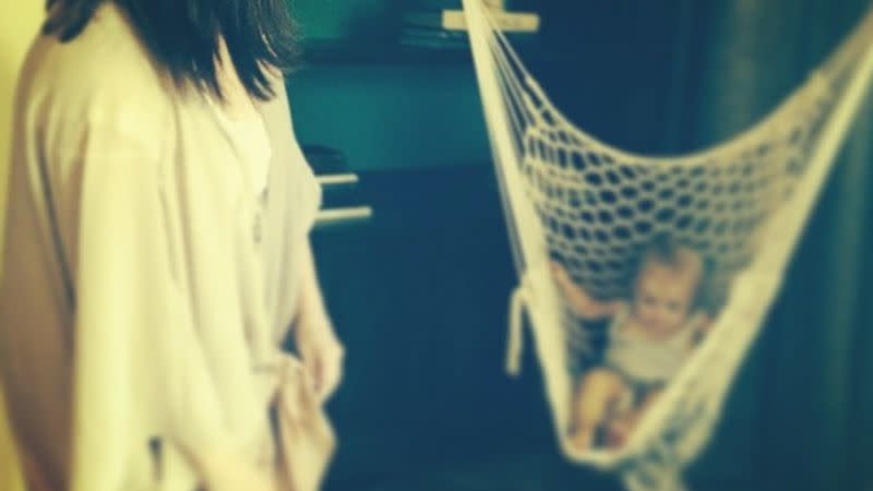 Gracie & Selena hanging out in a hammock