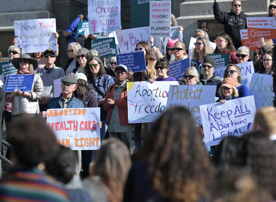 Coloradans for Protecting Reproductive Freedom campaign held an event on the west steps of the Colorado State Capitol to starts the group's campaign to get a proposed abortion measure on the November ballot, January 22, 2024. / Credit: RJ Sangosti/MediaNews Group/The Denver Post via Getty Images