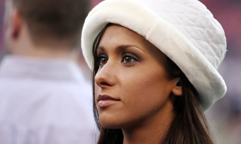 Jenn Sterger at a 2008 New York Jets vs. Buffalo Bills game. She called out Adam Schefter on Twitter today.