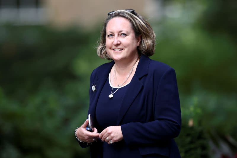 FILE PHOTO: Britain's Secretary of State for International Trade Anne-Marie Trevelyan walks outside Downing Street in London