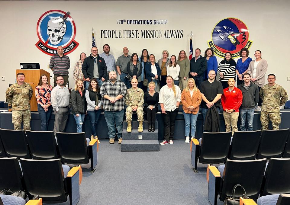 The Leadership Unlimited Class of 2024 visited the 179th Cyberspace Wing for a discussion on the base's expanding workforce.