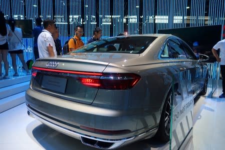 Audi vehicle with immersive in-car entertainment system is seen displayed at the CES Asia exhibition in Shanghai