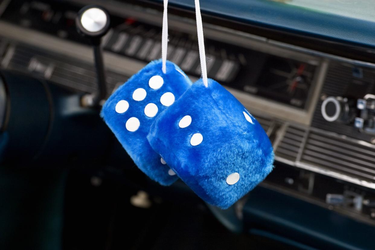 Car dice in a old american car