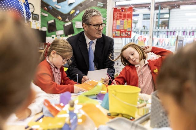 Sir Keir Starmer during a visit to Perry Hall Primary School (Richard Pohle/The Times)