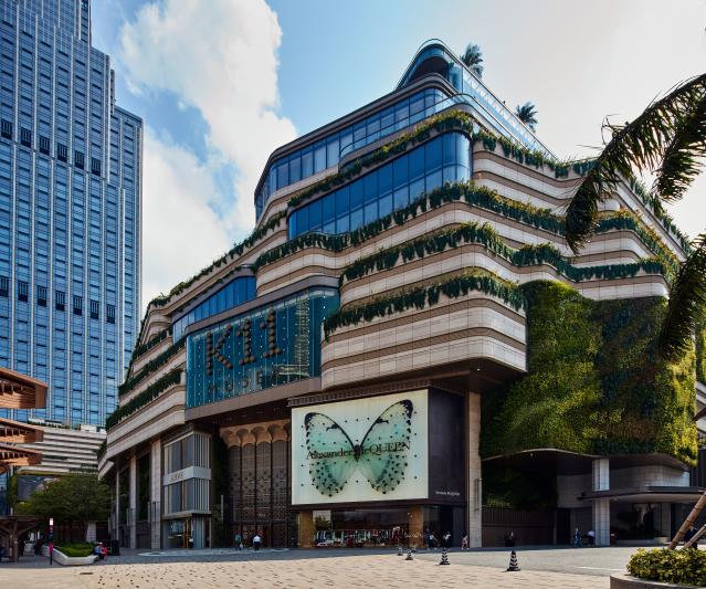 Living wall cascades down K11 Musea shopping centre in Hong Kong