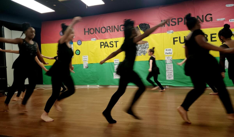 School of Science and Technology Corpus Christi elementary students perform at the school's Black History Month celebration Thursday evening.