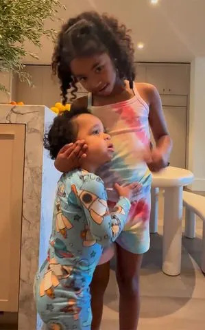 <p>Khloe Kardashian/Instagram</p> Khloé Kardashian posts Instagram Stories clips of her kids Tatum and True playing together.