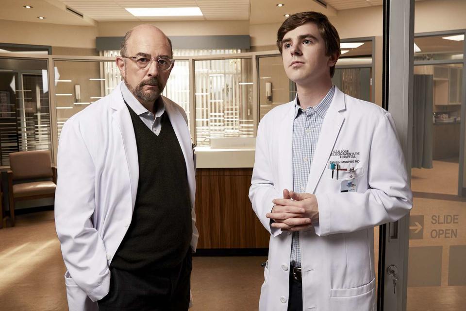 <p>ABC/Art Streiber</p> Richard Schiff (left) and Freddie Highmore in 