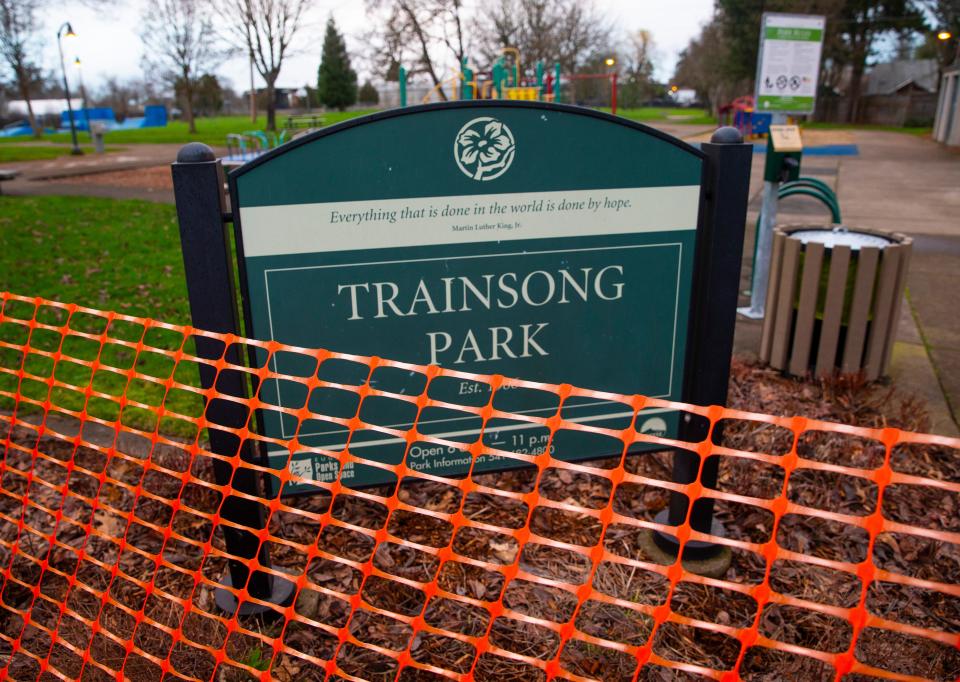 Trainsong Park in Eugene was closed Thursday.