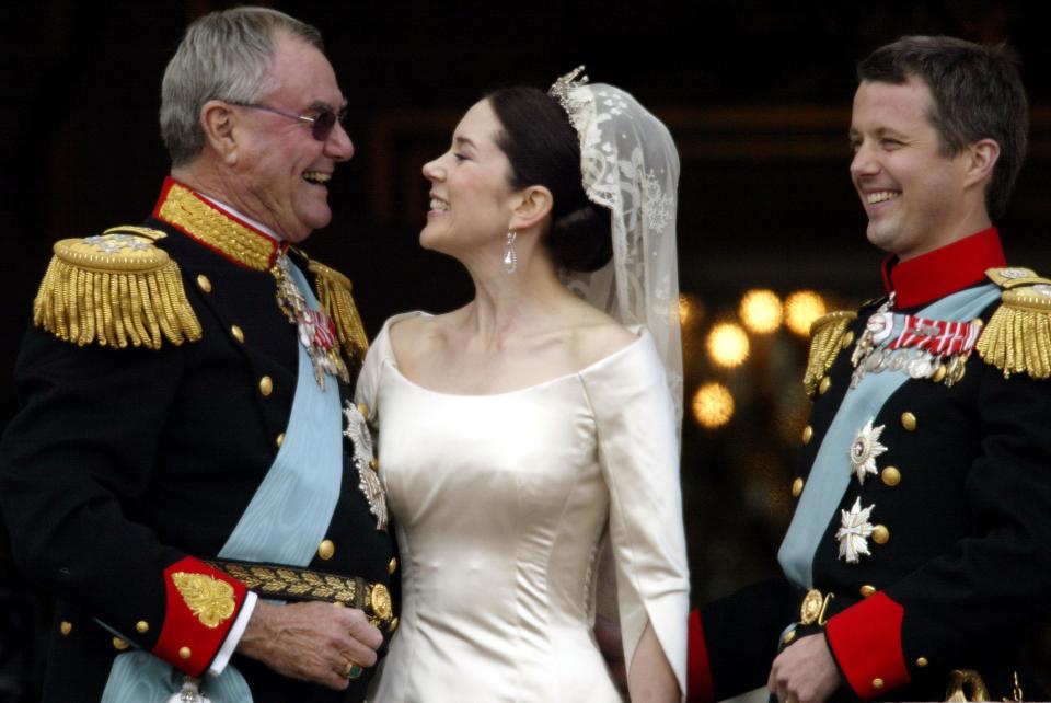 <p>It was all smiles on the day when Princess Mary was officially welcomed into the Danish royal family when she wed Prince Frederik on May 14, 2004.</p><br>