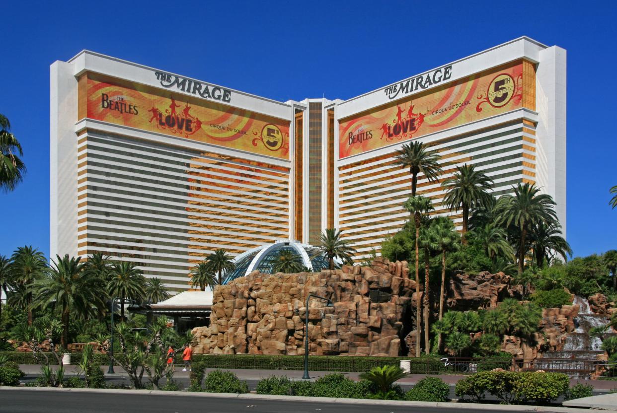 The Mirage Hotel in Las Vegas, Nevada on a sunny day.