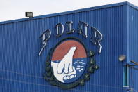 The corporate logo of Empresas Polar is seen at a facility of the company in Caracas July 30, 2015. REUTERS/Carlos Garcia Rawlins