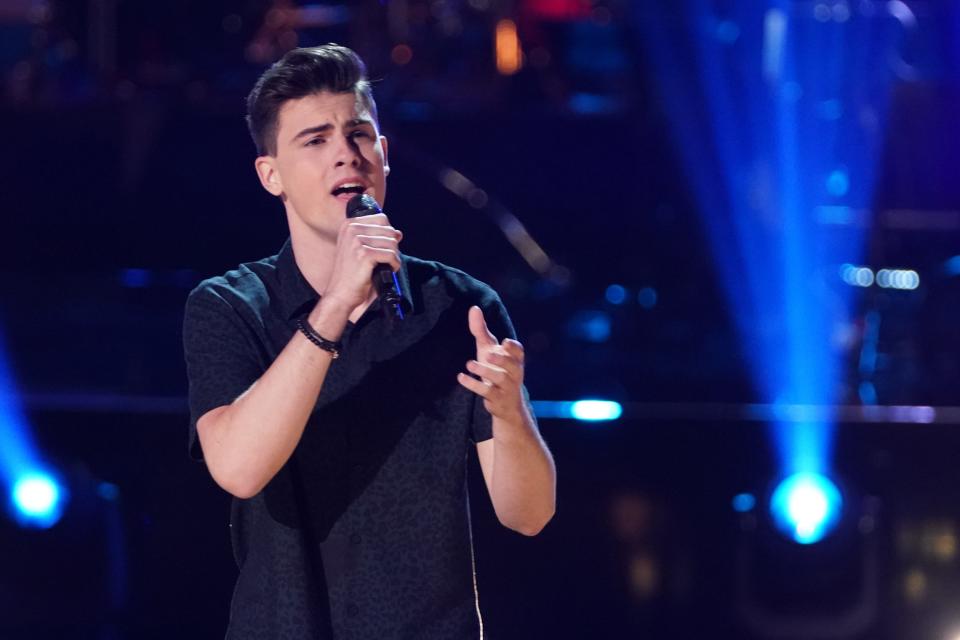 Mason resident Michael Williams sings Calum Scott's "You Are the Reason" in the four-way Knockout Round on "The Voice" in 2020.