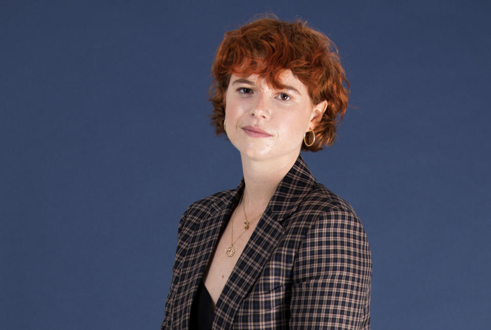 In this June 18, 2019 photo, Jessie Buckley poses for a portrait in New York. In “Wild Rose,” Buckley stars as a fiery, working-class Glasgow single mother, just out of prison, who dreams of becoming a country music star. (Photo by Brian Ach/Invision/AP)