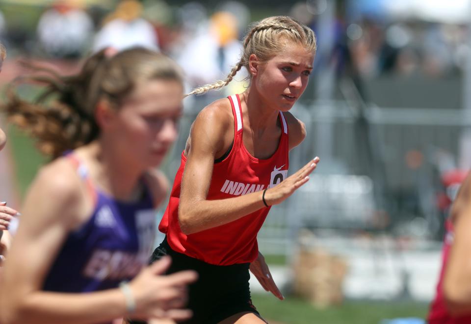 Indian Hill's Elizabeth Whaley competes in the 1600 meter run during the OHSAA Division II State Track and Field Tournament on June 4 at Ohio State University's Jesse Owens Memorial Stadium in Columbus.