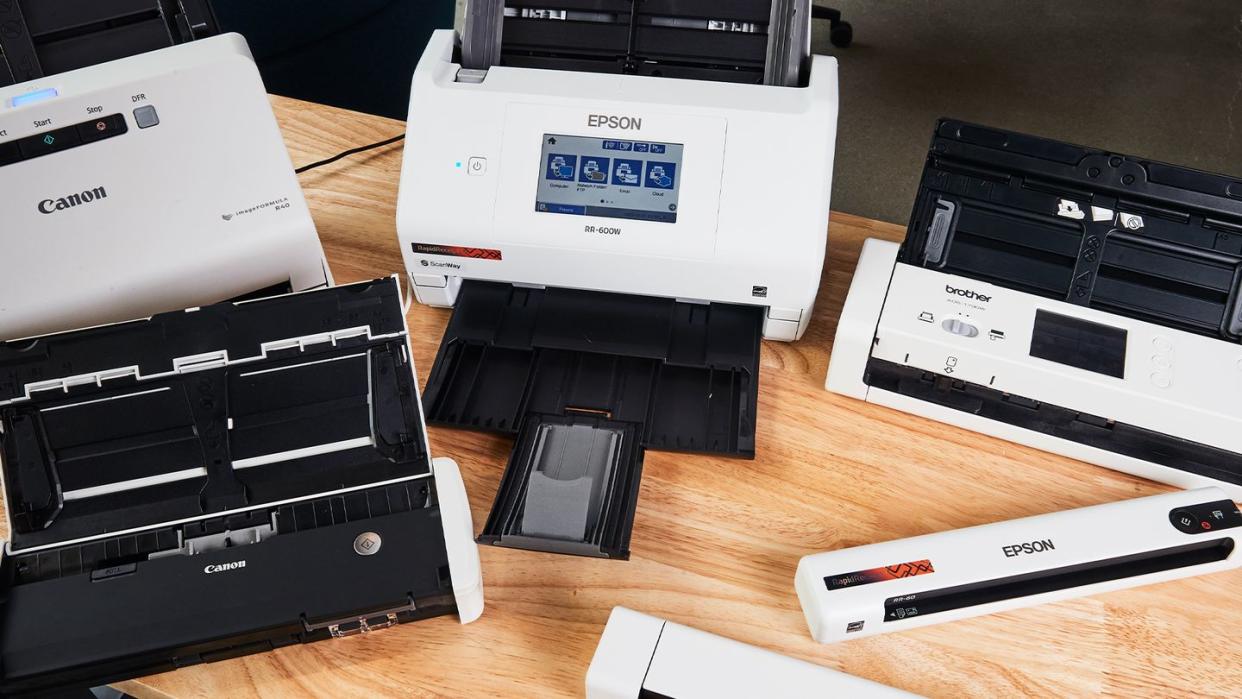 an assortment of document scanners that hunter has tested