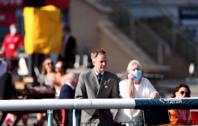 Racegoers at the St Leger Festival on September 9, 2020 