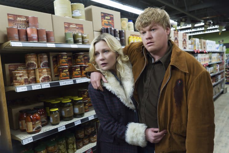 Kirsten Dunst as Peggy Blumquist, Jesse Plemons as Ed Blumquist. (Credit: Chris Large/FX)