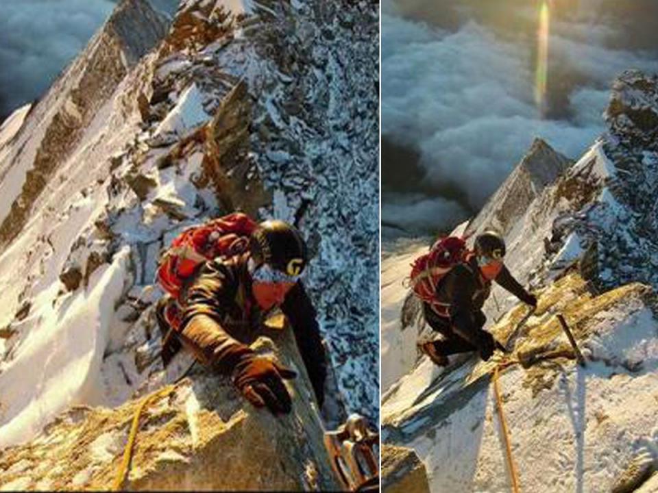 Sands pictured climbing the Weisshorn, said to be more serious than the Matterhorn (Supplied)