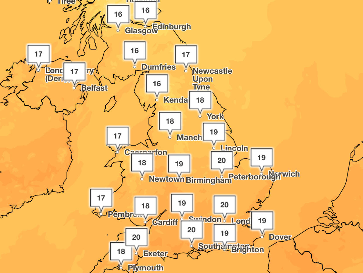 Temperatures are set to climb again over the weekend and into next week. (Met Office)