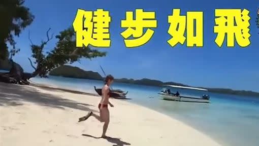 椰子汁搶奪戰中，哨音一下鮪魚就健步如飛。（圖／愛玩客）