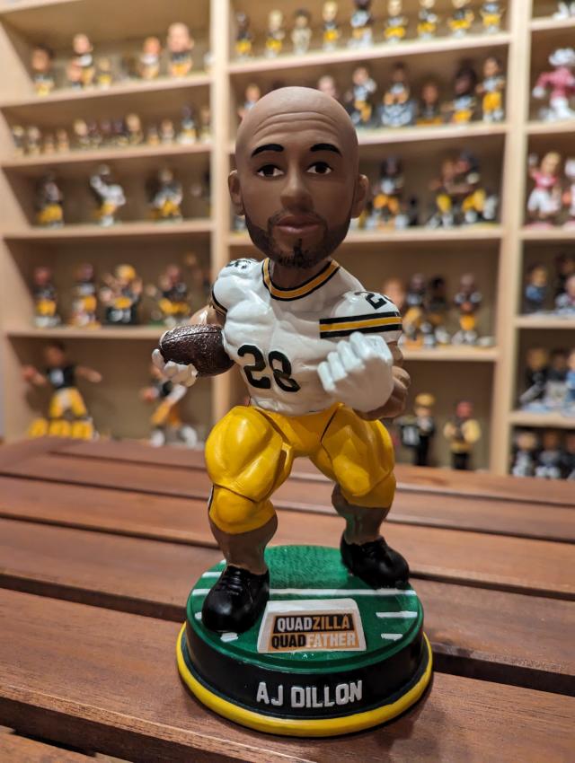 Packers running back A.J. Dillon bobblehead has feature no other bobblehead  does