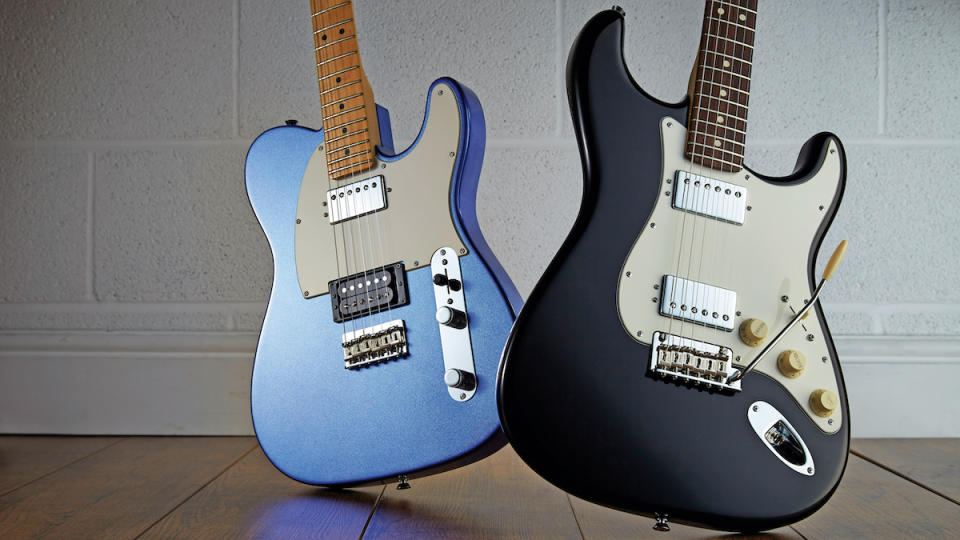 Collection of Fender Stratocaster and Telecaster guitars