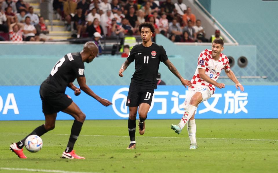 Croatia's Andrej Kramaric scores their third goal - Carl Recine/Reuters