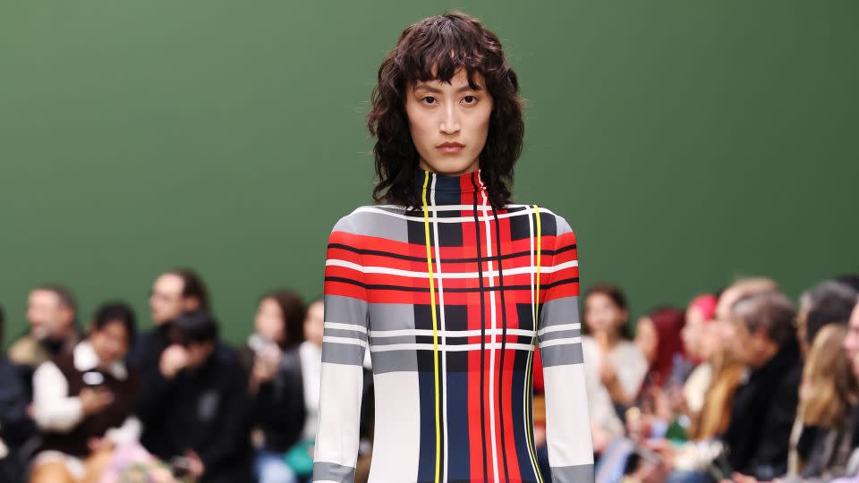 Traditional prints like tartan took on a new form at Loewe. - Pascal Le Segretain/Getty Images