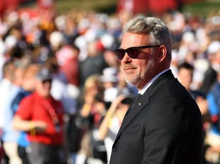 Sep 29, 2016; Chaska, MN, USA; Team Europe captain Darren Clarke during Opening Ceremony for the 41st Ryder Cup at Hazeltine National Golf Club. Mandatory Credit: John David Mercer-USA TODAY Sports