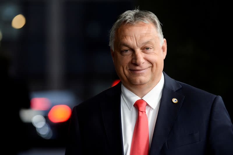 FILE PHOTO: Hungarian Prime Minister Viktor Orban departs from an EU summit in Brussels